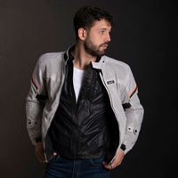 LS2 Riva Men's Jacket - Light Grey / Hi-Vis Orange (2XL)