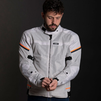 LS2 Riva Men's Jacket - Light Grey / Hi-Vis Orange (2XL)