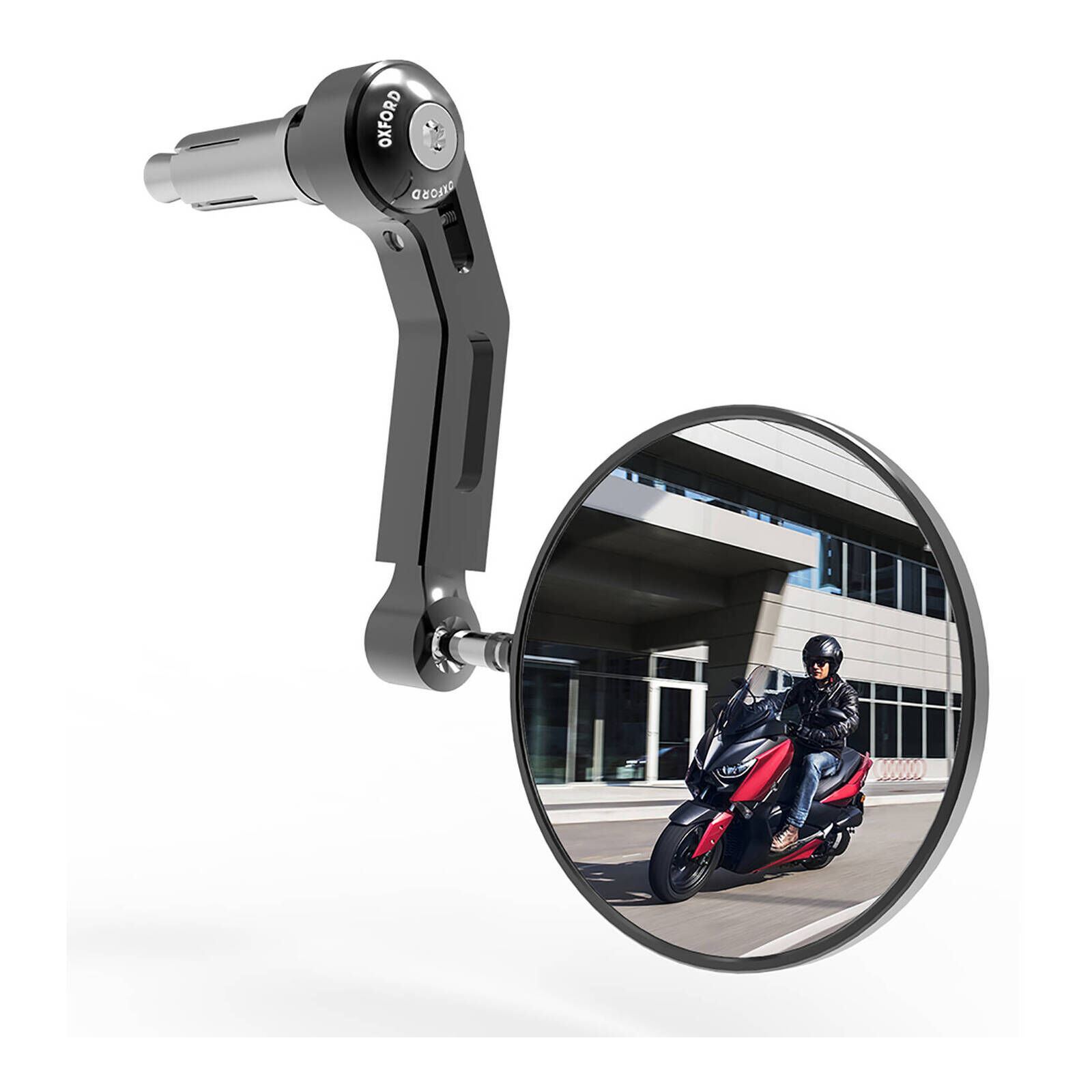 OXFORD PREMIUM BAR END MOTORCYCLE MIRROR RH BLACK
