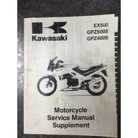 Kawasaki EX500 / GPZ500S / GPZ400S Motorcycle Service Manual Supplement 1987 #99924-1082-53