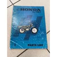 Parts Book Honda XL70K1