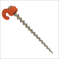 Awning screw in ground pegs with hook collar