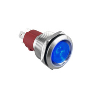 Stainless Steel Push Button Switch Solid LED On/Off Blue 15A 12/24V
