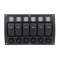 Curved Switch Panel 6 Gang LED Waterproof with Circuit Breakers
