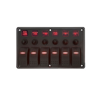 Water Resistant Aluminium Switch Panel 6 Gang LED Switches