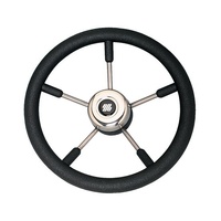 Steering Wheel V57B 5 Spoke Stainless Steel Black 350mm