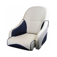 Ocean 51 Deluxe Flip Up Boat Seat - Off-White/Dark Blue Carbon