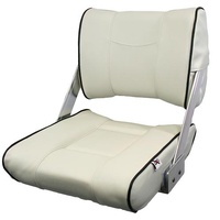 ST45 Two-Way Flip-Back Boat Seat - Off-White/Black Piping