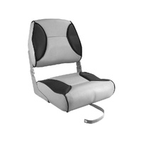 Deluxe High Back Folding Boat Seat - Mid Grey/Dark Grey