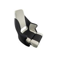 MB70 Helm Boat Seat with Flip Up Bolster Off-White / Carbon Black