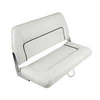 S90 Double Folding Bench Boat Seat - Off-White/Black Piping