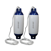 Boat Fender R20 White/Blue with Lanyard 507x140mm 2 Pack
