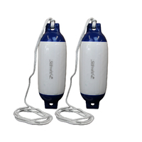 Boat Fender R30 White/Blue with Lanyard 585x165mm 2 Pack