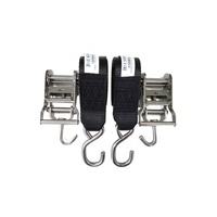 Transom Ratchet Medium Duty Stainless Steel J Hooks 50mm x 1.5m Pair