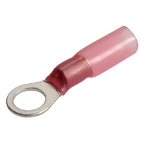 Ring Terminal Adhesive Lined Red 2.5-3mm Wire 5mm Tab (50pk)