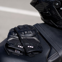 LS2 Octane Men's Waterproof Leather Gloves - Black (L)