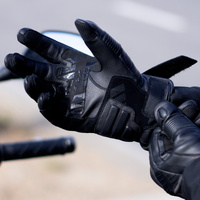 LS2 Octane Men's Waterproof Leather Gloves - Black (M)