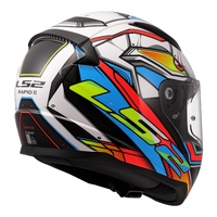 LS2 FF353 Rapid II Xdron Helmet - White / Hi-Vis Orange / Blue (XS)