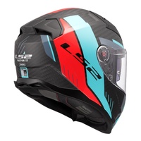 LS2 FF811 Vector II Carbon Grid Helmet - Red / Cyan (2XL)