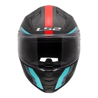 LS2 FF811 Vector II Carbon Grid Helmet - Red / Cyan (L)