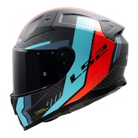 LS2 FF811 Vector II Carbon Grid Helmet - Red / Cyan (S)
