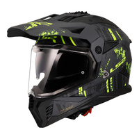 LS2 MX702 Pioneer II Crazy Helmet - Matte Black / Grey / Hi-Vis Yellow (S)