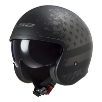 LS2 OF599 Spitfire II (S) - Matte Black Flag Helmet 06