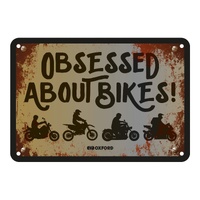 Oxford Garage Metal Sign: "Obsessed About Bikers"