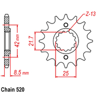 MTX 516 Steel Front Sprocket #520 (10-126)