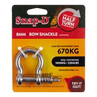 Snap-D Stainless Steel Bow Shackle - 8mm