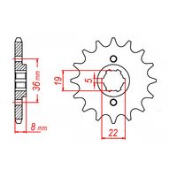 MTX 1336 Steel Front Sprocket #520 (14T) (10-KN5-14)