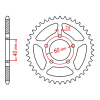Sprocket Rear MTX 40T KTM 50 #415 11-KM3-42