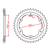 MTX 893 Steel Rear Sprocket #525 (38T) (11-893-38)